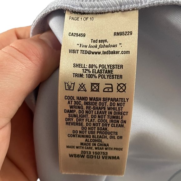 Ted Baker London Venma A Line Skater Dress Sz 2 / US 6 Ice Blue Lace Detail Back - Picture 7 of 7